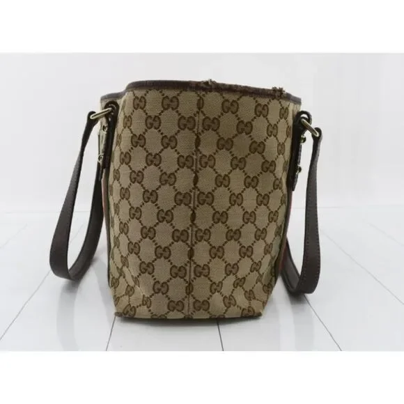 Gucci GG Canvas Handbag with Leather Handles and Trim - Picture 5 of 9